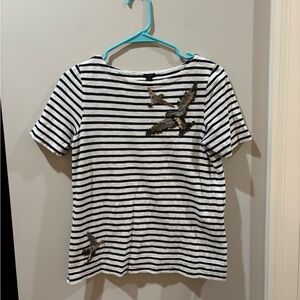 J Crew Embellished Eagle Sequin Short Sleeve T-Shirt